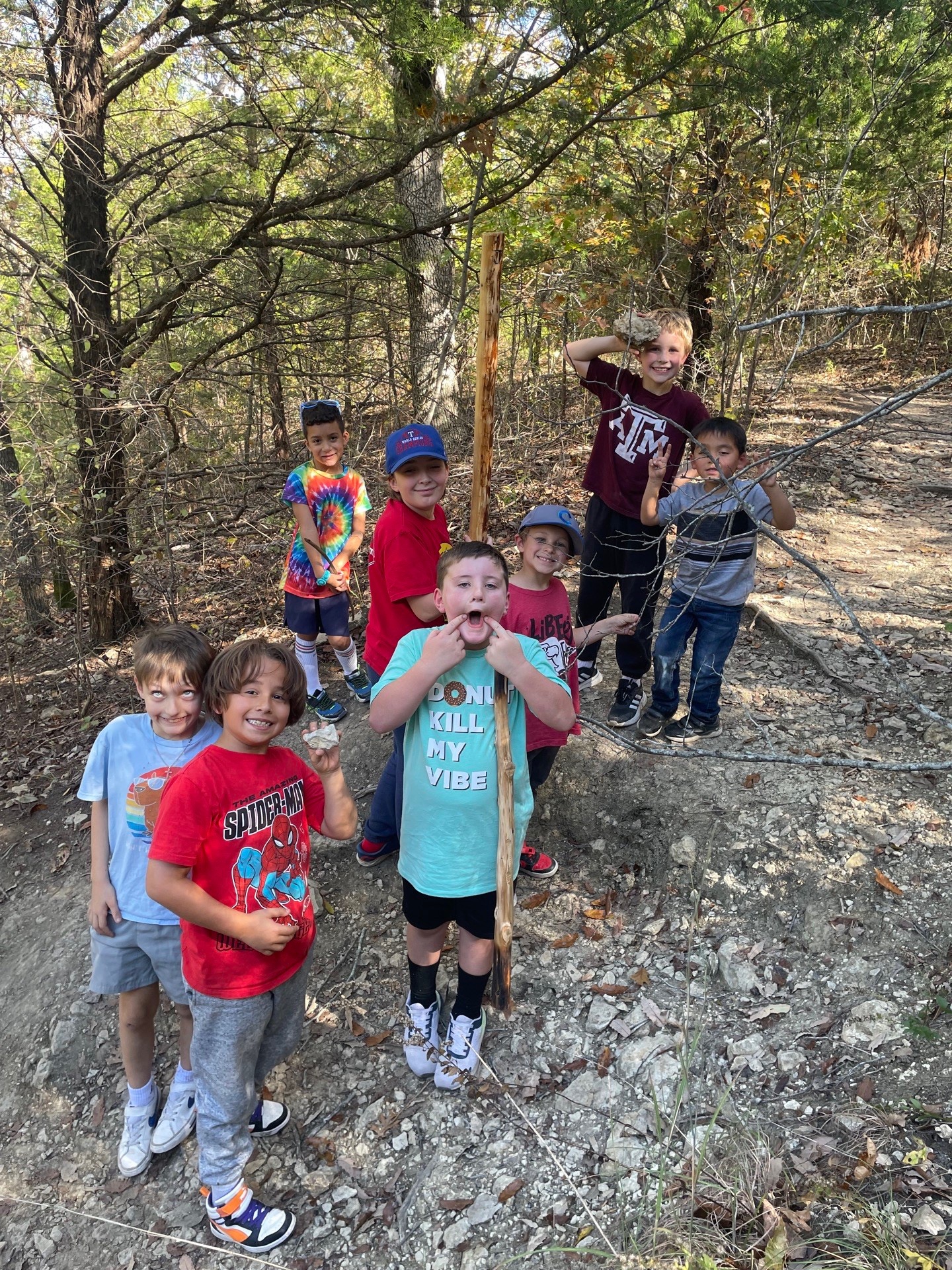 Boys on trail hike